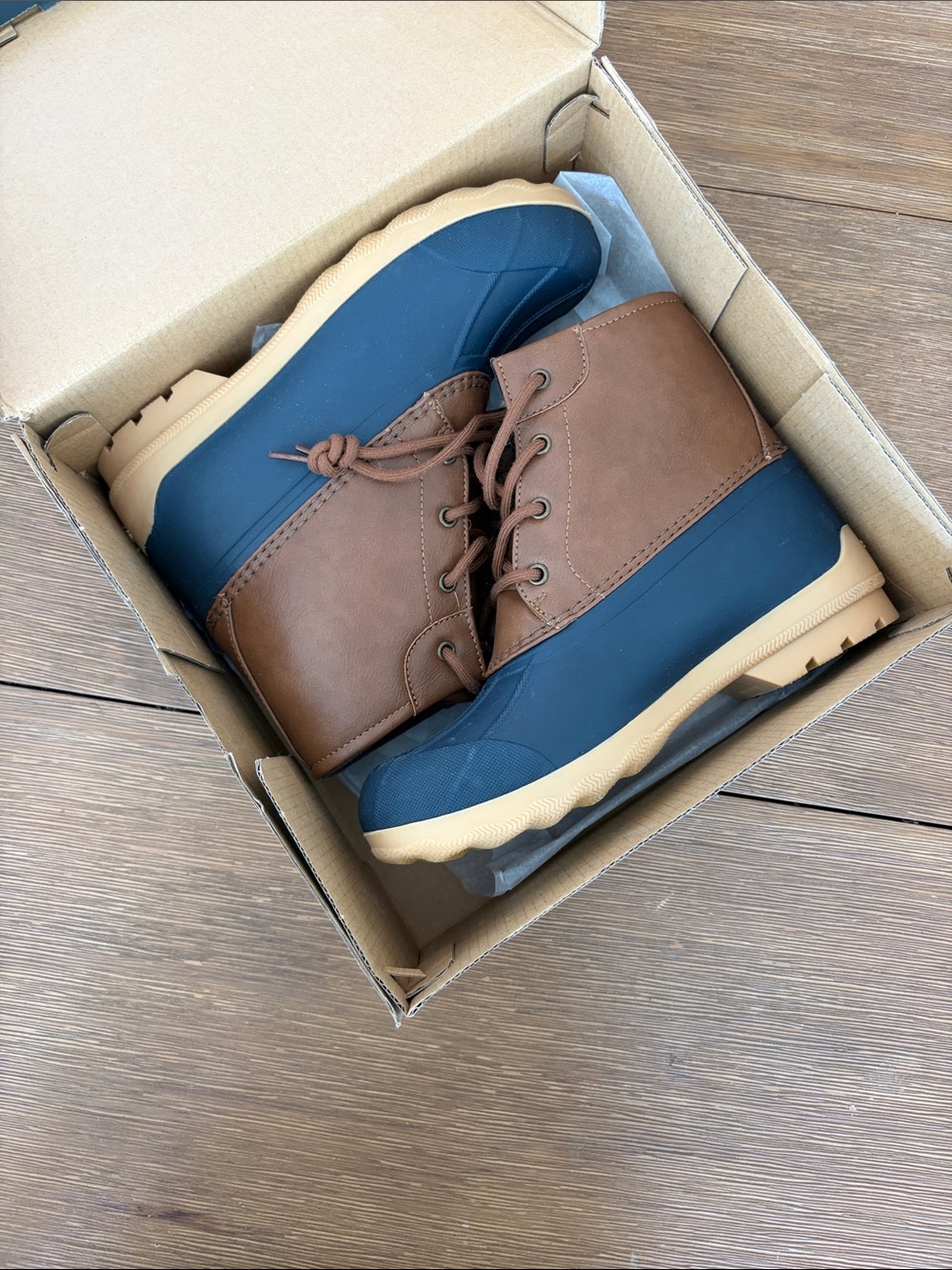 Sperry Brown and Navy Duck Boot for Kids